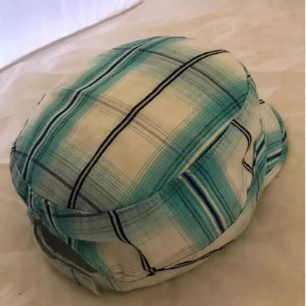 Caribbean Side Cancun Mexico Aqua Blue Plaid Hat